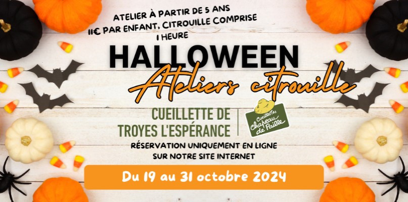 Atelier citrouille d'Halloween à la cueillette de Troyes l'Espérance à Creney-prés-Troyes