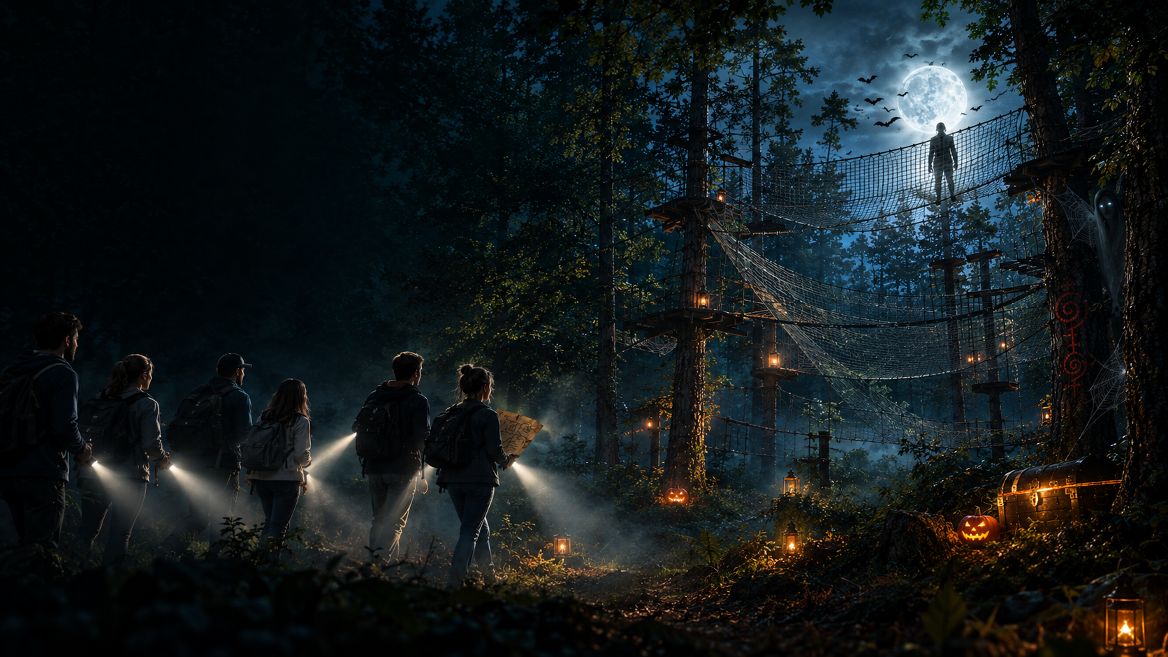Soirée d'Halloween chez AccroPaint dans la forêt de Romery 